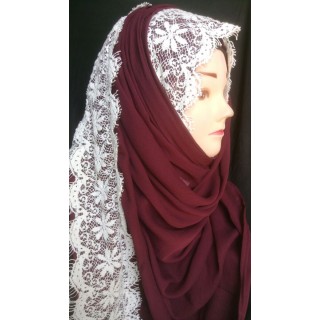 Lace wrap hijab - maroon